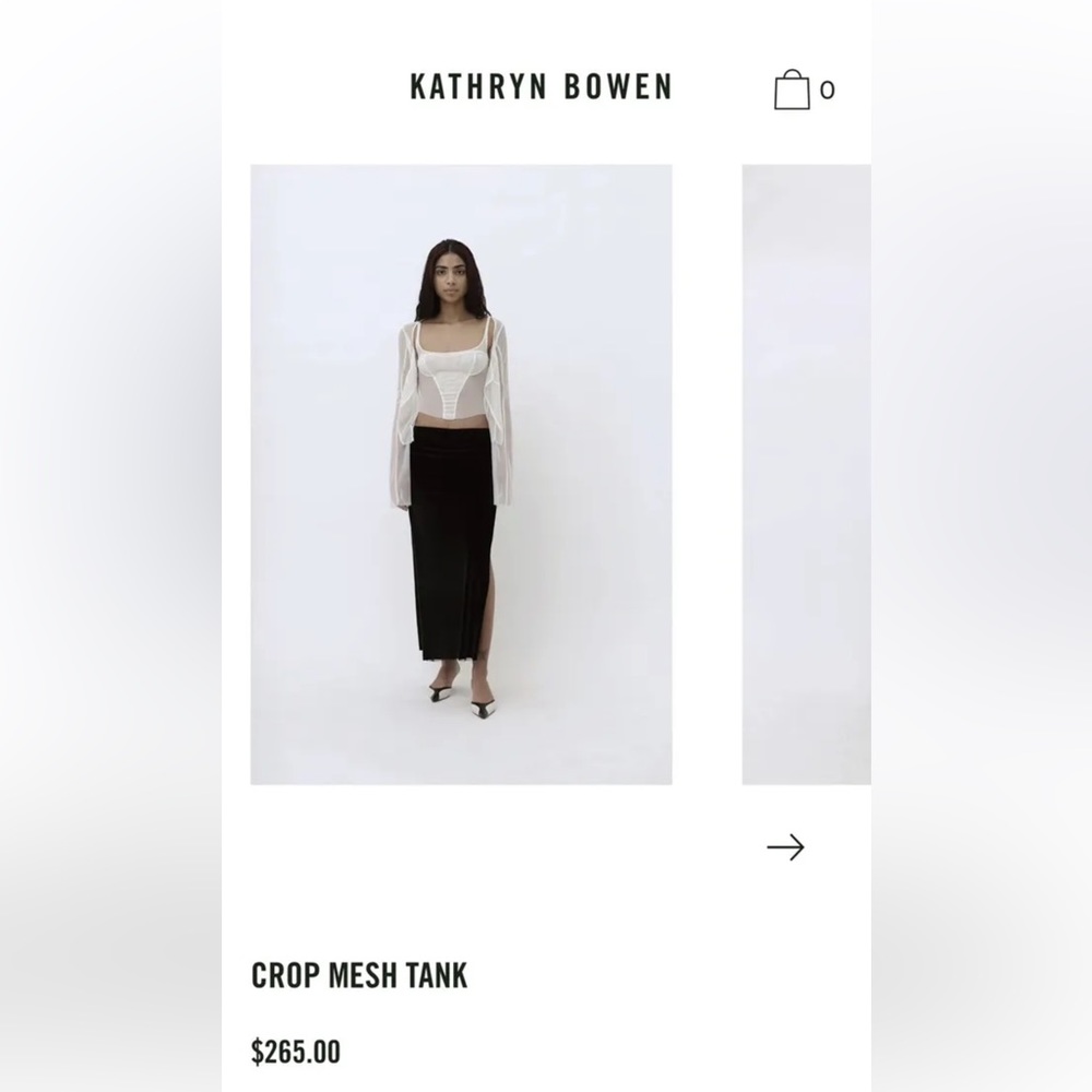 Kathryn Bowen White Crop Mesh Top